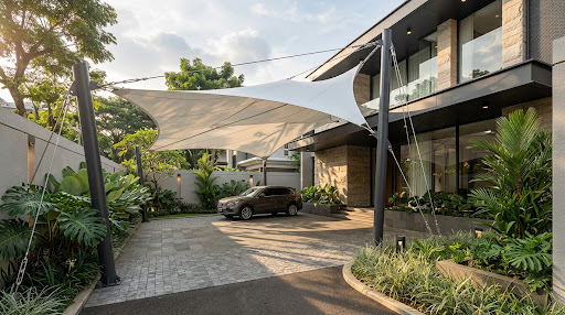 Proyek Carport Residensial Mewah di Jakarta Selatan oleh Ritent Membrane